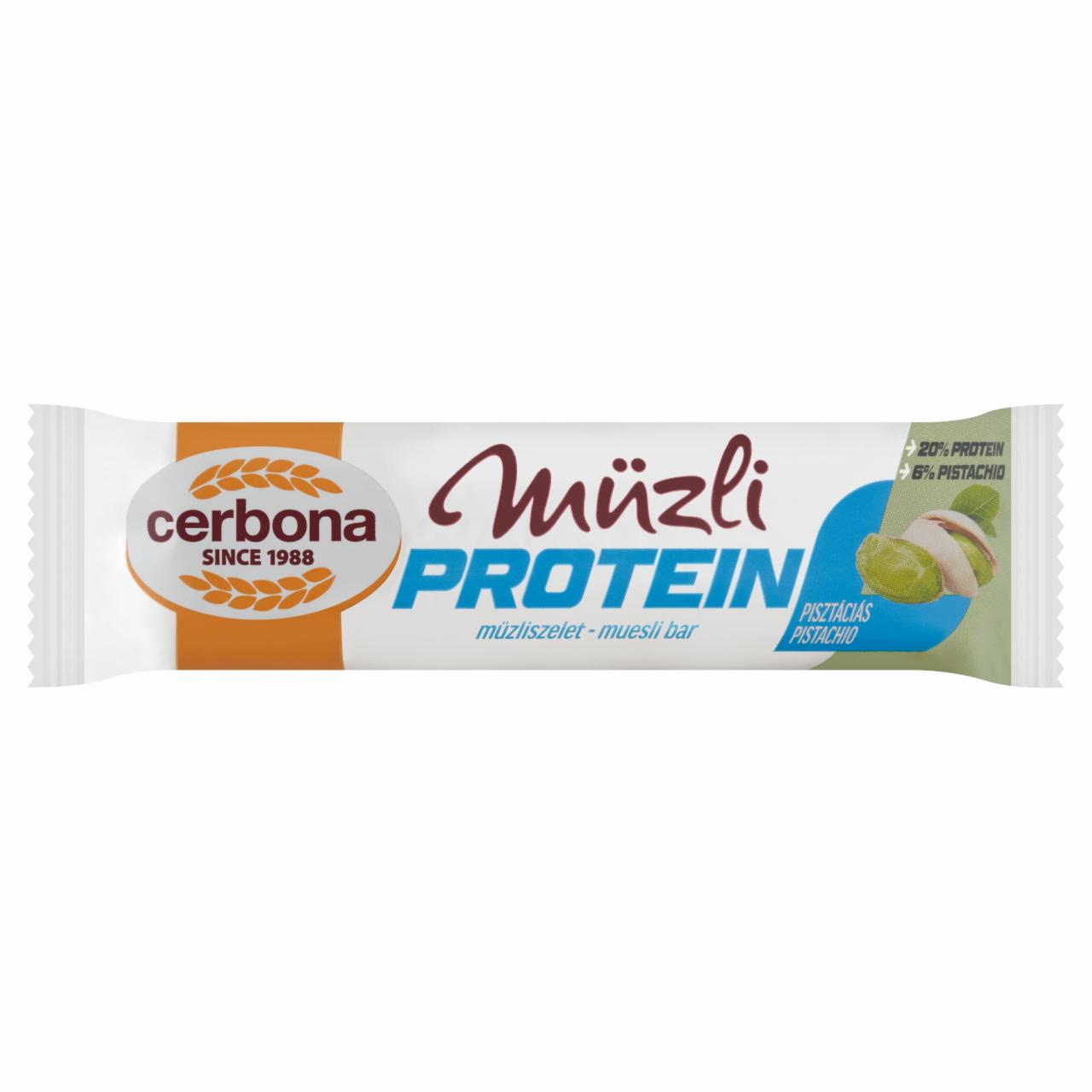 Képek - Cerbona Protein fehérjében gazdag pisztáciás müzliszelet 35 g