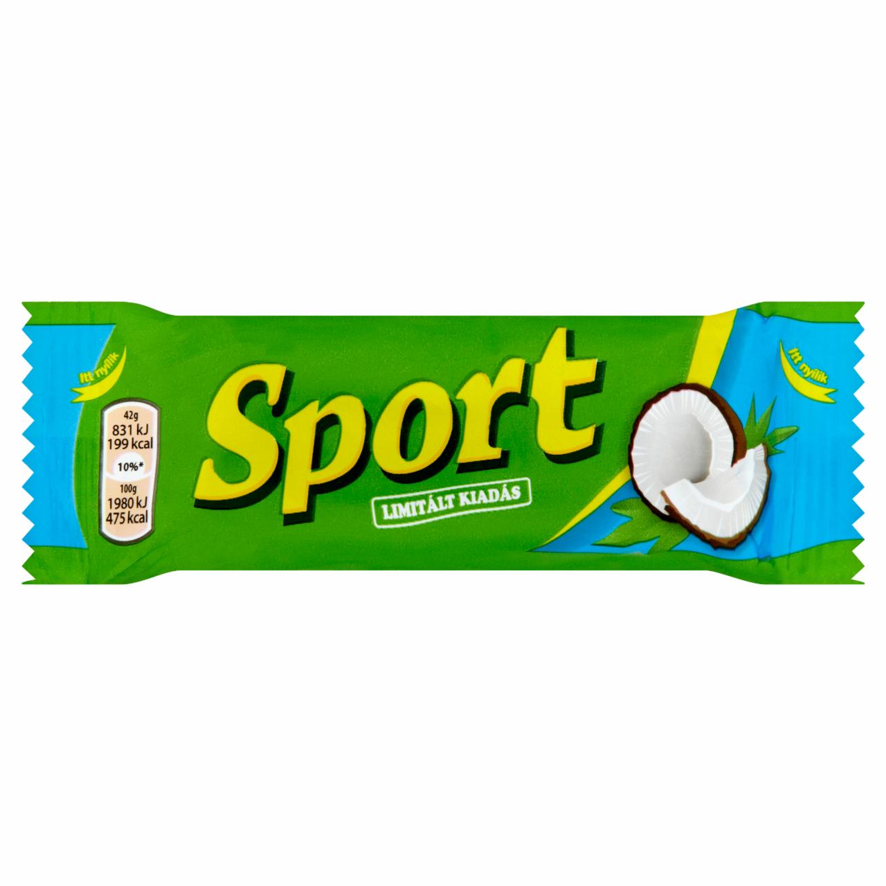 Képek - Sport tejcsokoládéval mártott szelet kókuszos és rumos ízű kakaós töltelékkel 42 g