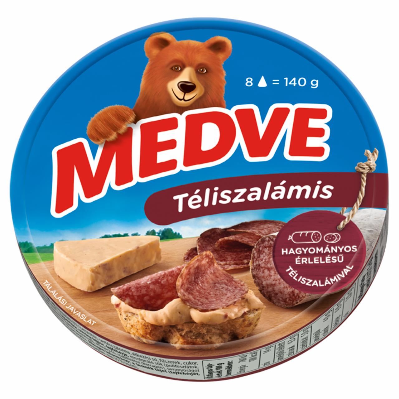 Képek - Medve téliszalámis kenhető, félzsíros ömlesztett sajt 8 x 17,5 g (140 g)