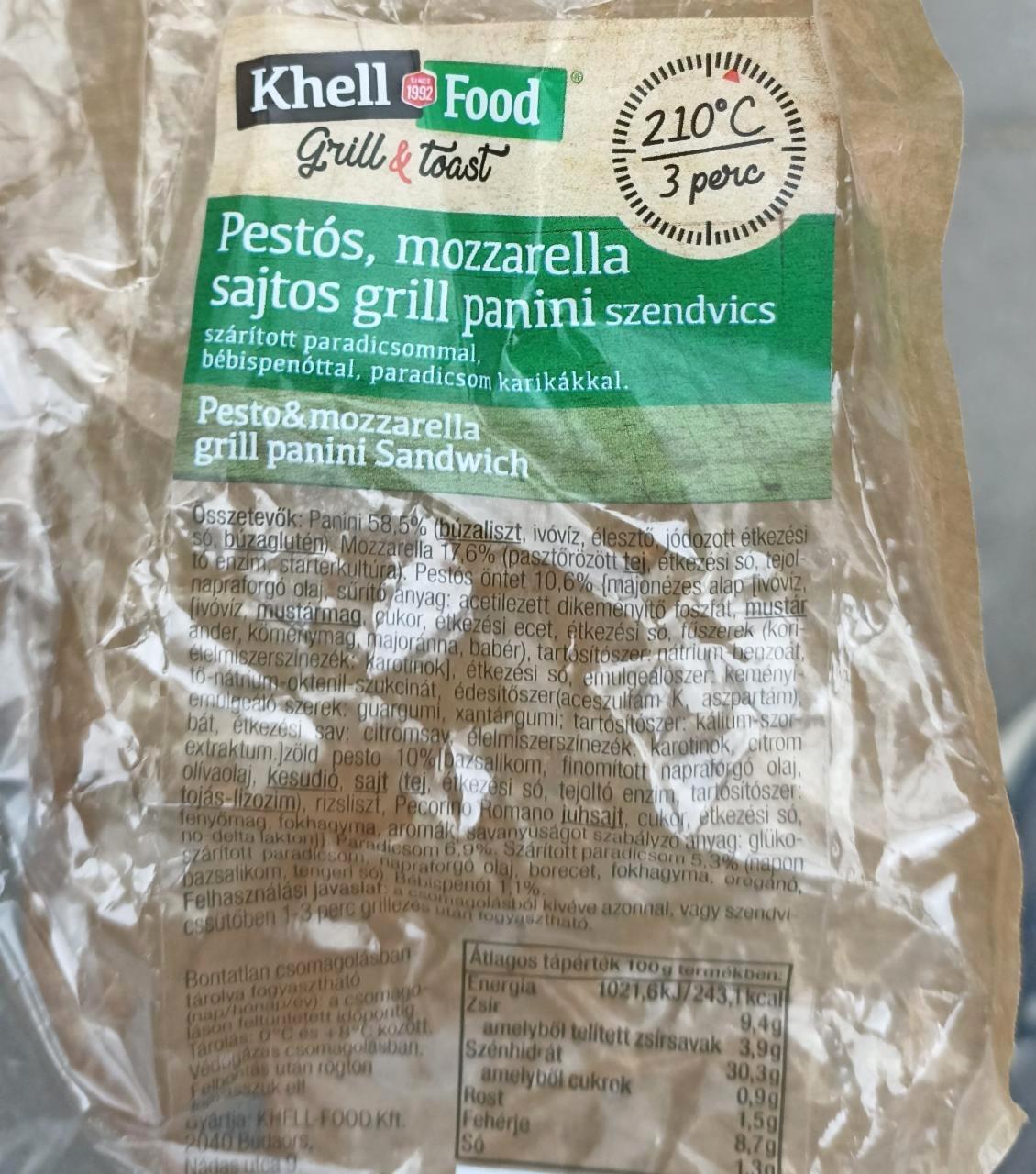 Képek - Pestós, mozzarella sajtos grill panini szendvics Khell Food