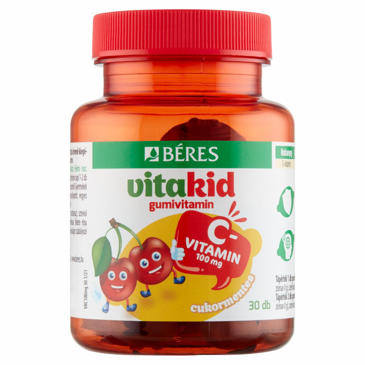 Képek - Béres VitaKid C-vitamin 100 mg cukormentes gumitabletta étrend-kiegészítő 30 x 3 g (90 g)