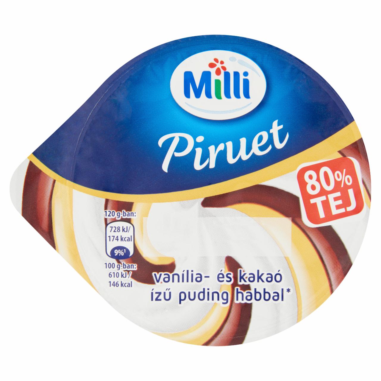 Képek - Milli Piruet vanília- és kakaó ízű puding habbal 120 g