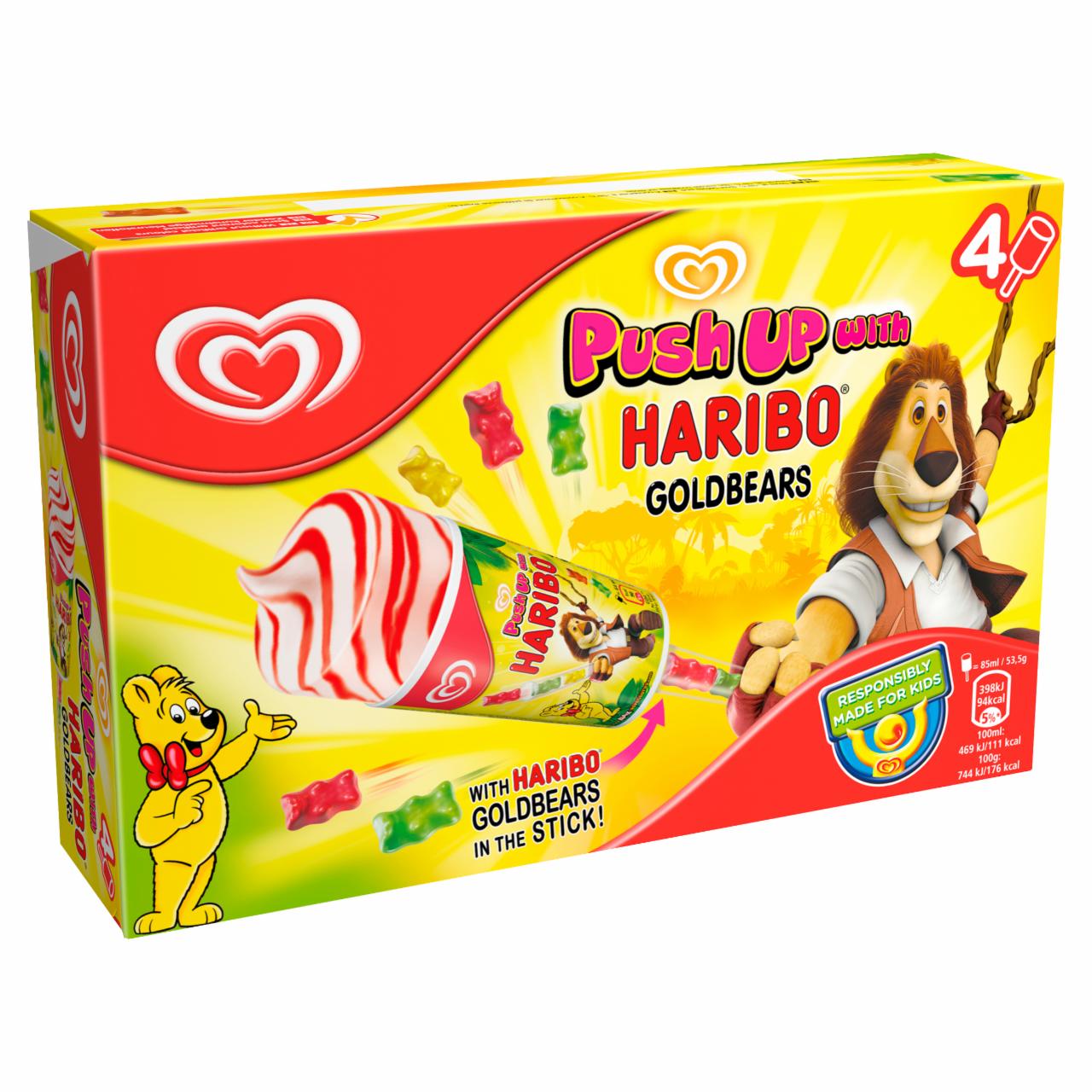 Képek - Push Up with Haribo vanília ízű jégkrém epres szósszal és gyümölcsös gumicukor-mackókkal 4 db 340 ml