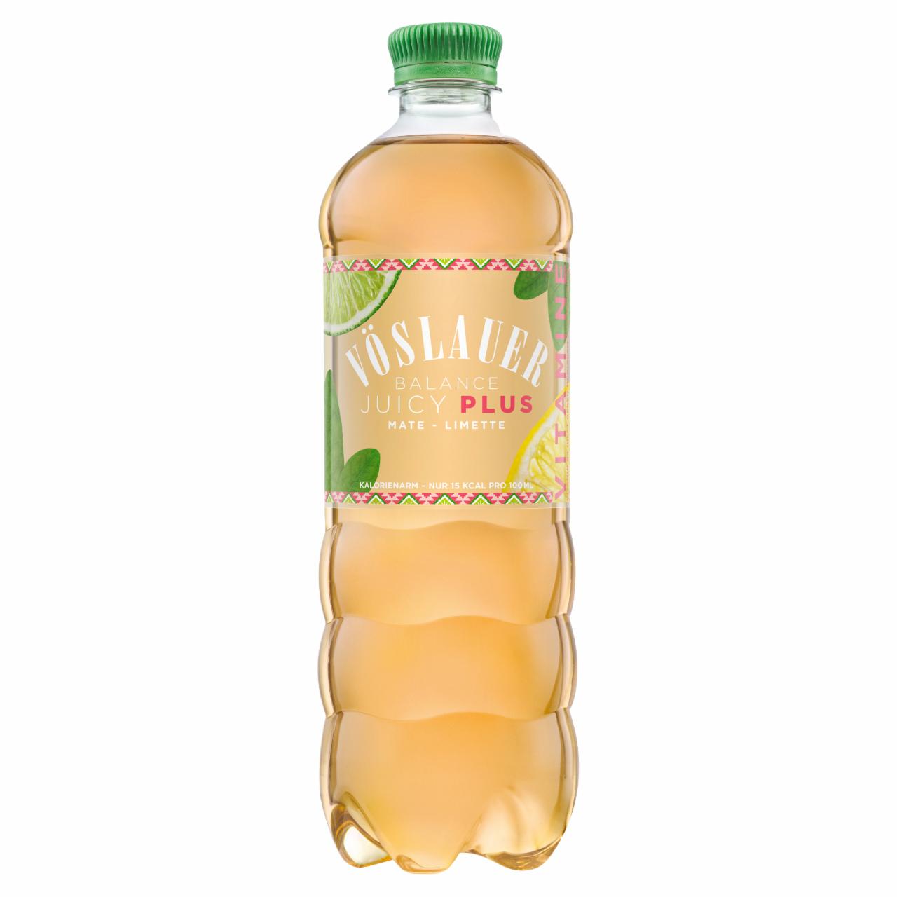 Képek - Vöslauer Balance Juicy Plus koffeintartalmú Mate-Lime(tte) ízű szénsavas üdítőital niacinnal 0,75 l