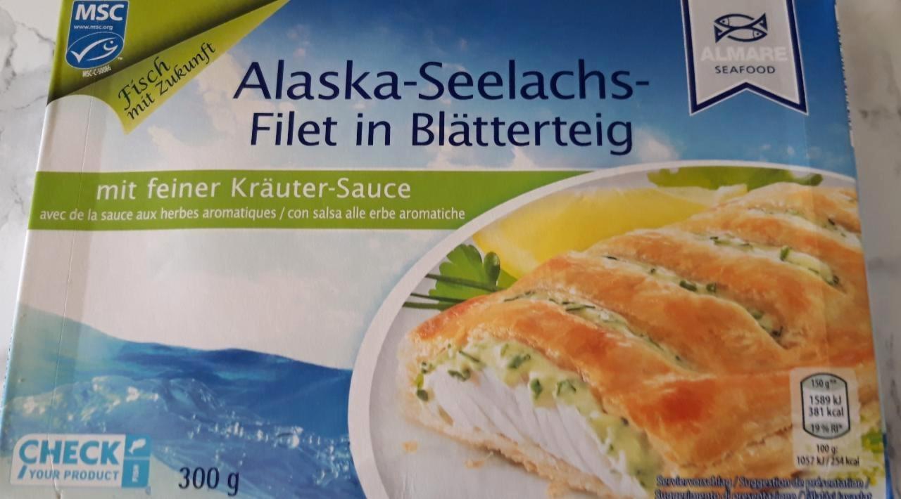 Képek - Alaszkai tőkehalfilé leveles tésztában zöldfűszeres szósszal Almare seafood
