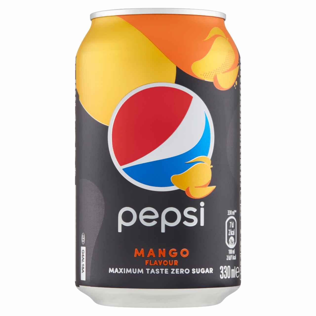 Képek - Pepsi colaízű energiamentes szénsavas üdítőital édesítőszerekkel mangó ízesítéssel 330 ml