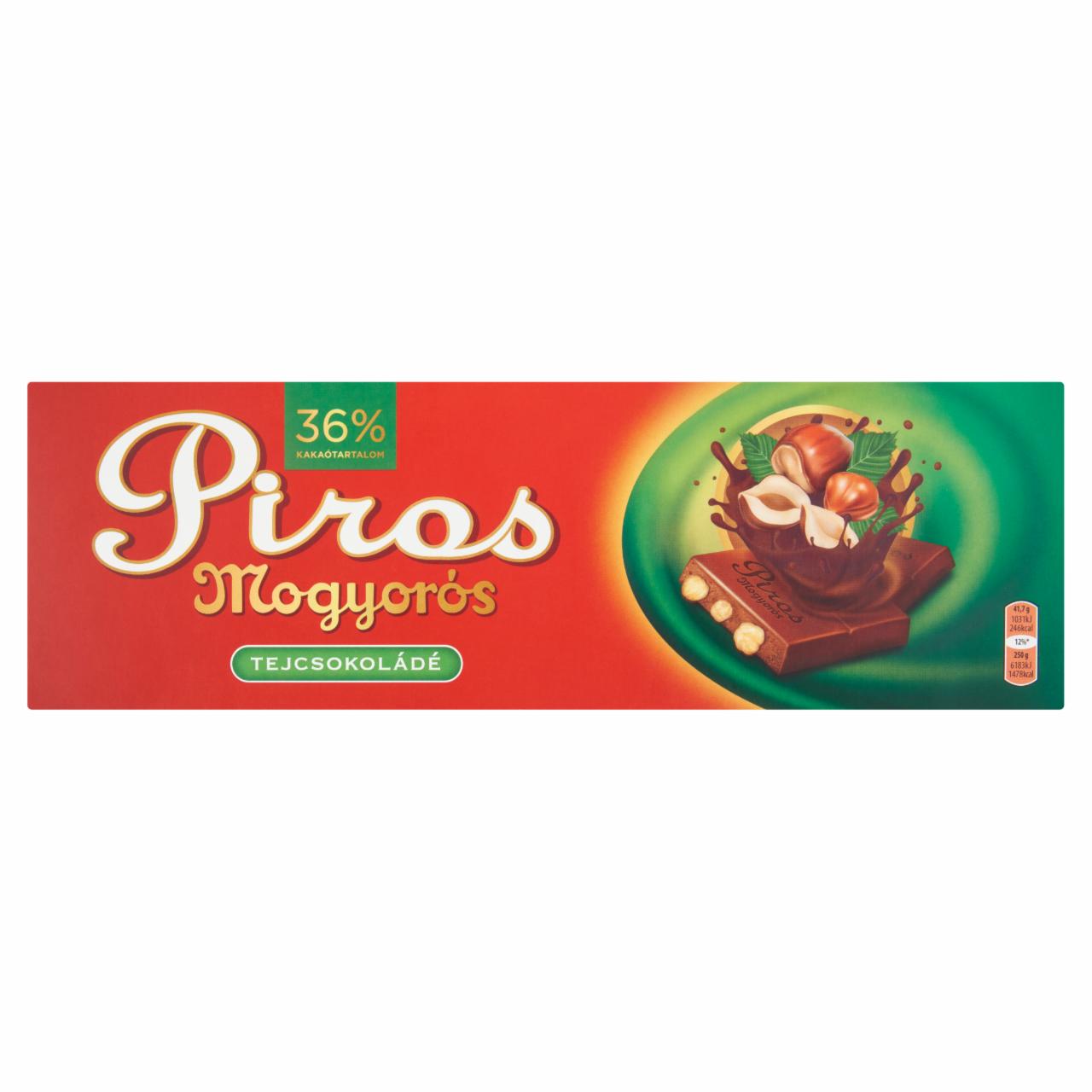 Képek - Piros Mogyorós tejcsokoládé egész mogyoróval 250 g