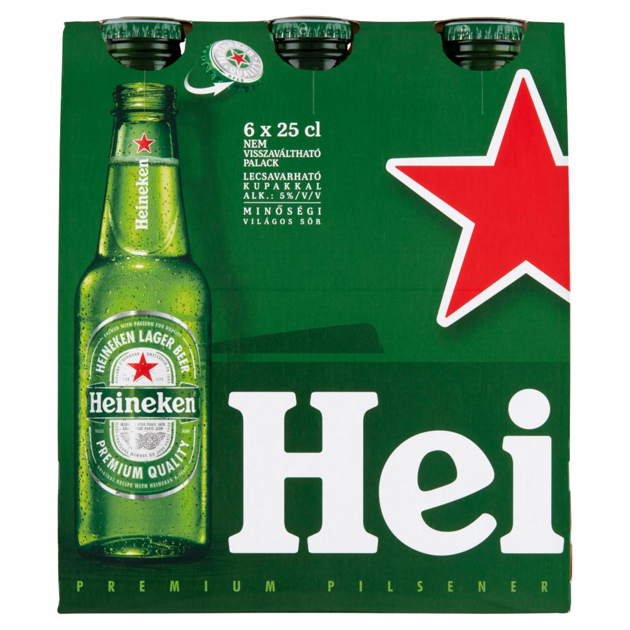 Képek - Heineken minőségi világos sör 5% 6 x 0,25 l üveg