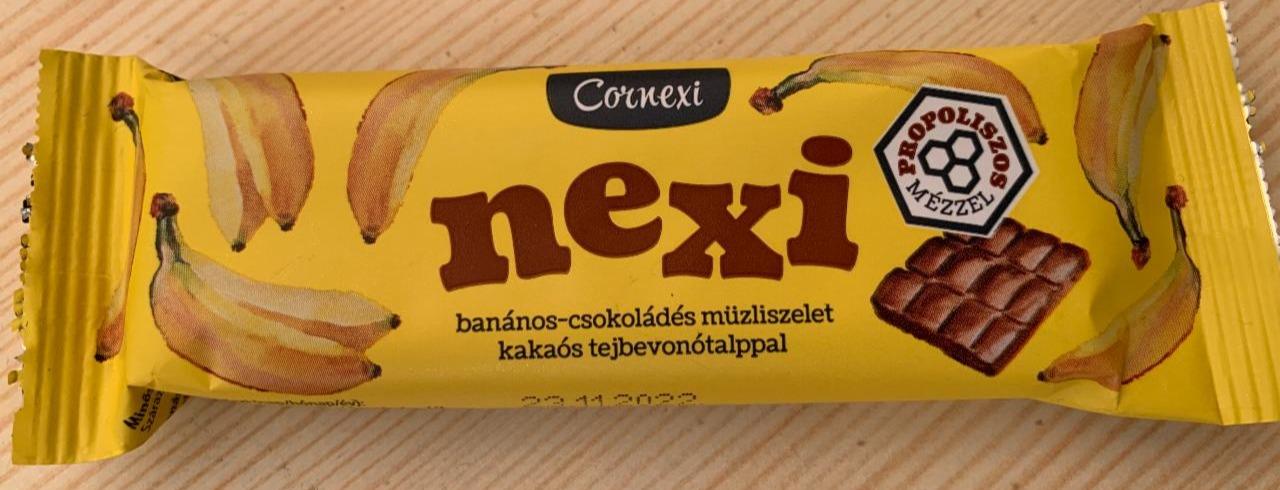 Képek - Nexi banános-csokoládés müzliszelet kakaós tejbevonótalppal Cornexi