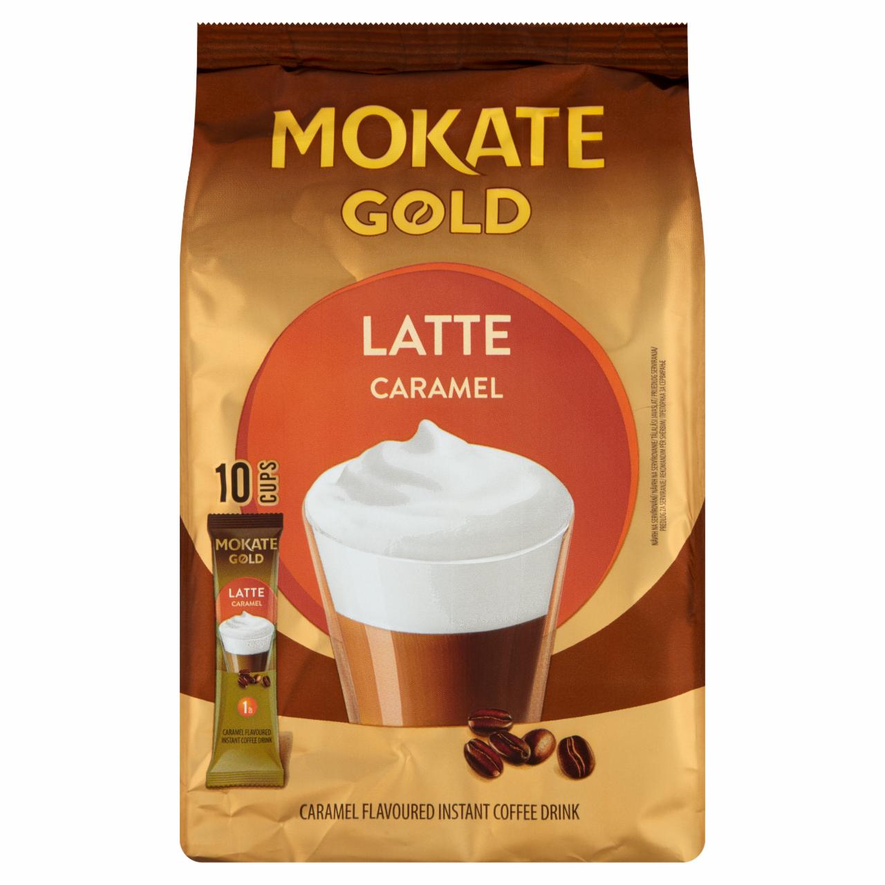Képek - Mokate Gold Latte Caramel instant kávéitalpor karamell ízesítéssel 10 x 14 g (140 g)