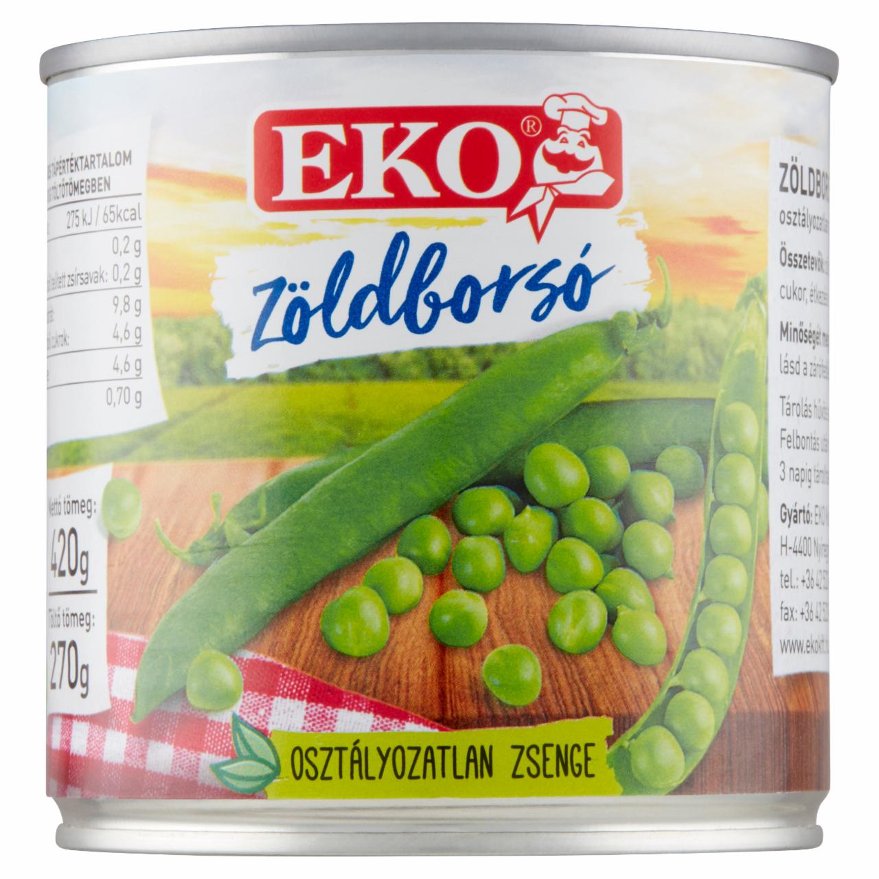 Képek - Eko osztályozatlan zsenge zöldborsó 420 g