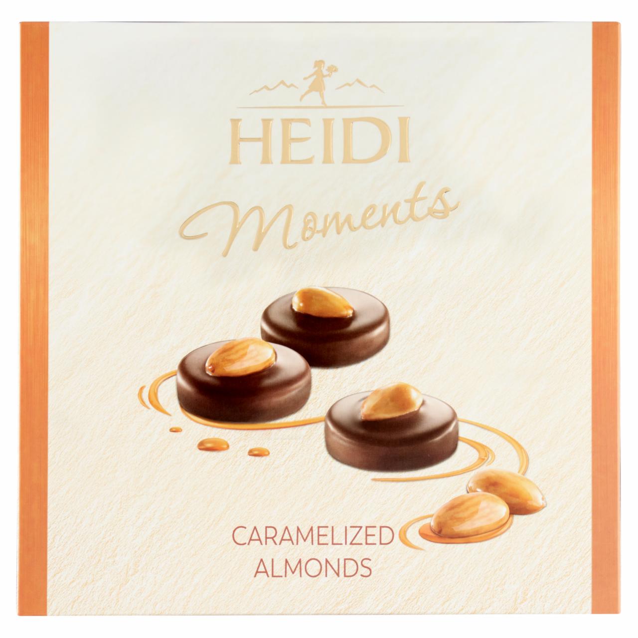 Képek - Heidi Moments tejcsokoládé praliné pralinékrém töltelékkel és egész karamellizált mandulával 140 g