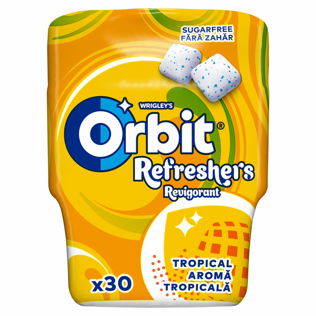 Képek - Orbit Refreshers Tropical gyümölcsízű cukormentes rágógumi édesítőszerrel 67 g
