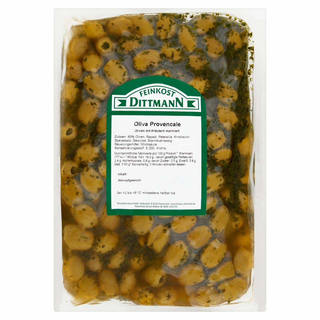 Képek - Feinkost Dittmann zöld olívabogyó provenszi fűszerekkel, repceolajban 1,4 kg