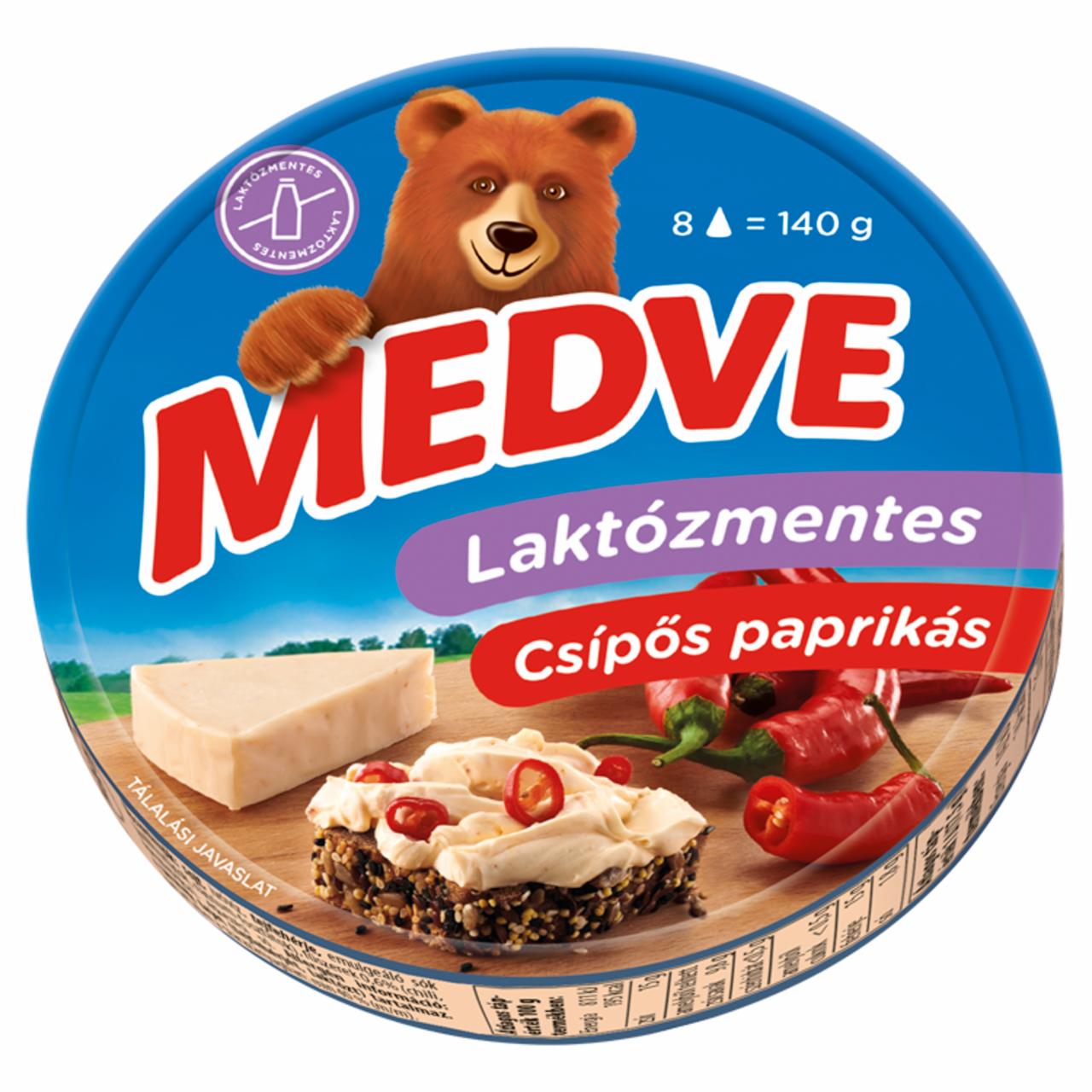 Képek - Medve laktózmentes csípős paprikás kenhető, félzsíros ömlesztett sajt 8 x 17,5 g (140 g)