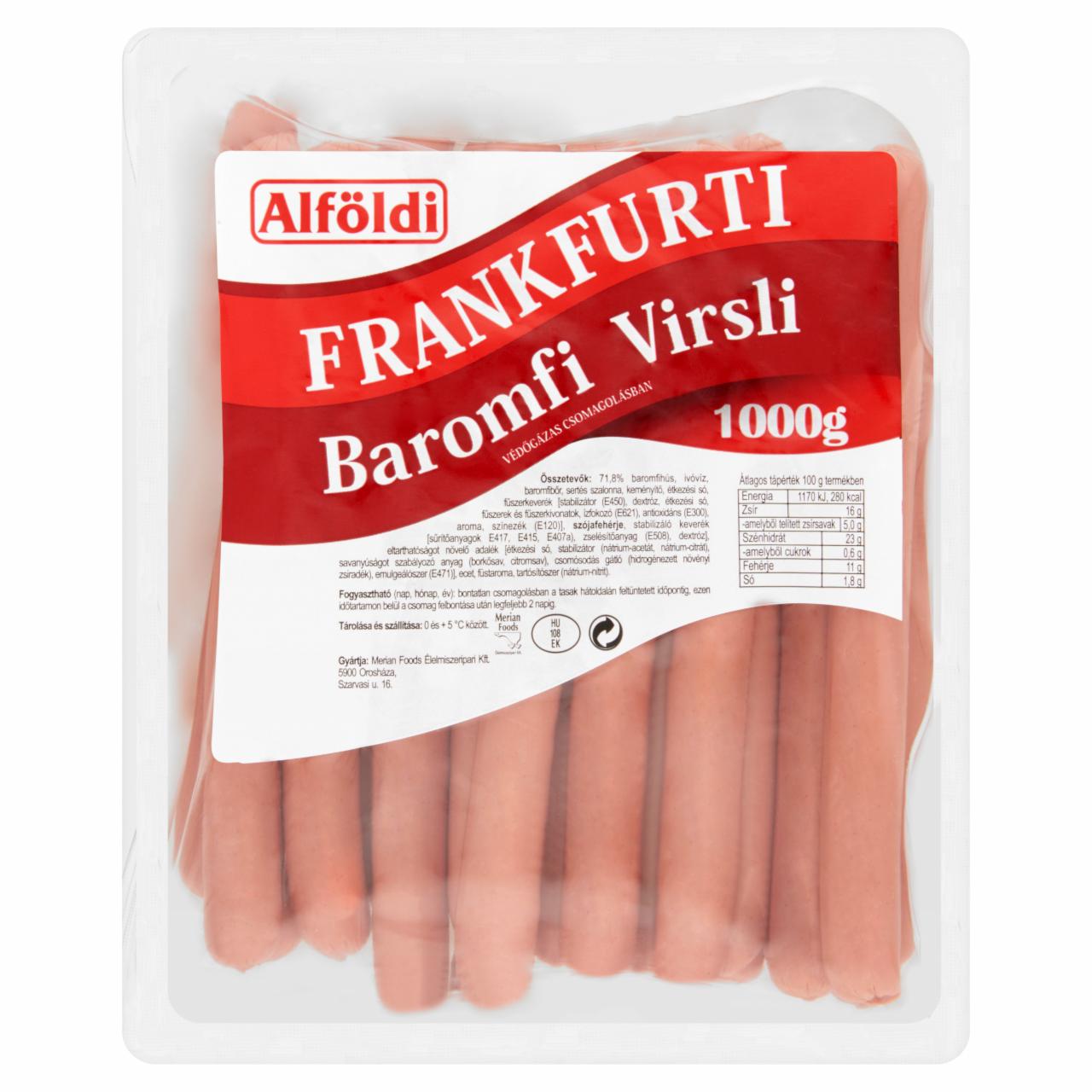Képek - Alföldi frankfurti baromfi virsli 1000 g