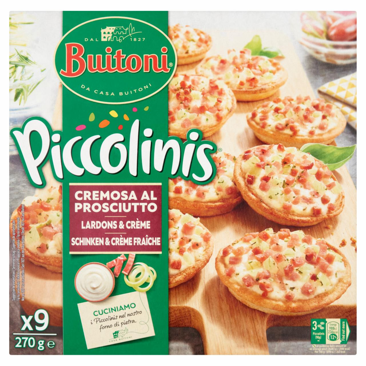 Képek - Buitoni Piccolinis Cremosa al Prosciutto gyorsfagyasztott mini pizza 9 db 270 g