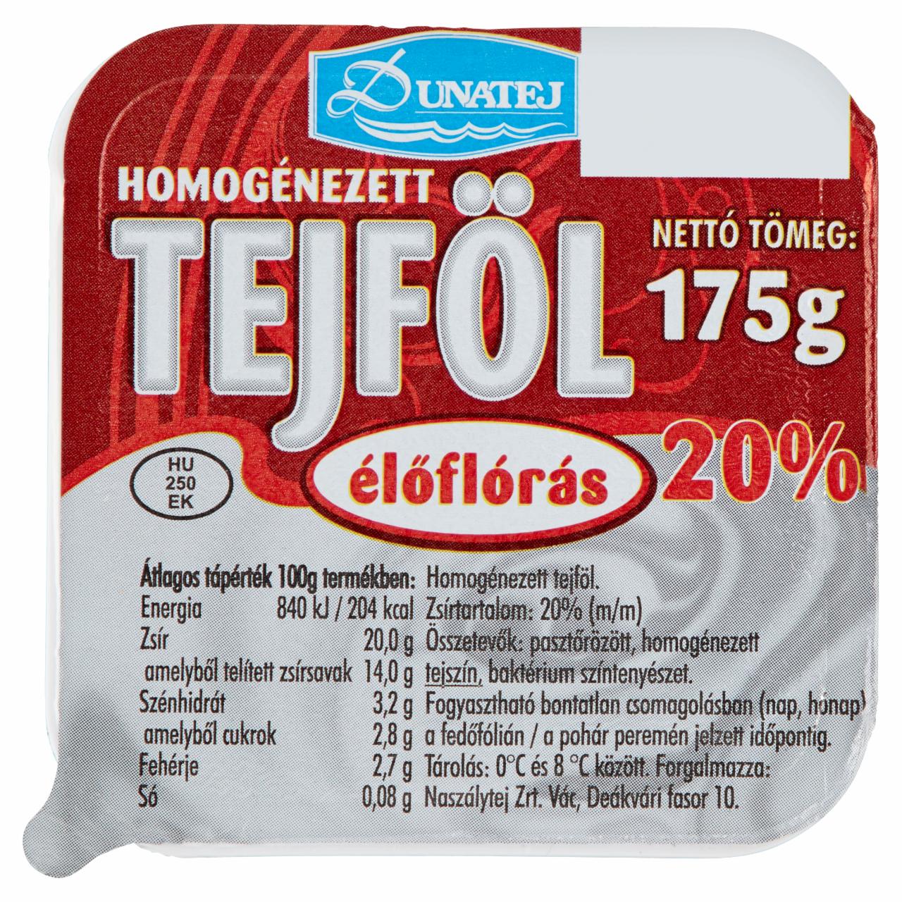 Képek - Dunatej élőflórás tejföl 20% 175 g