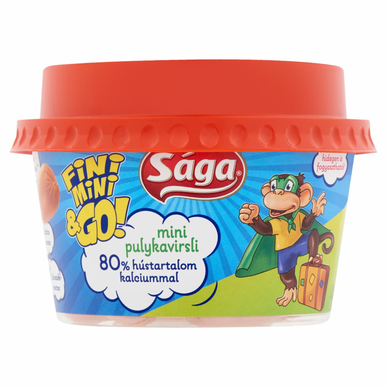 Képek - Sága Fini Mini & Go! füst ízesítésű mini pulykavirsli hozzáadott kalciummal 100 g