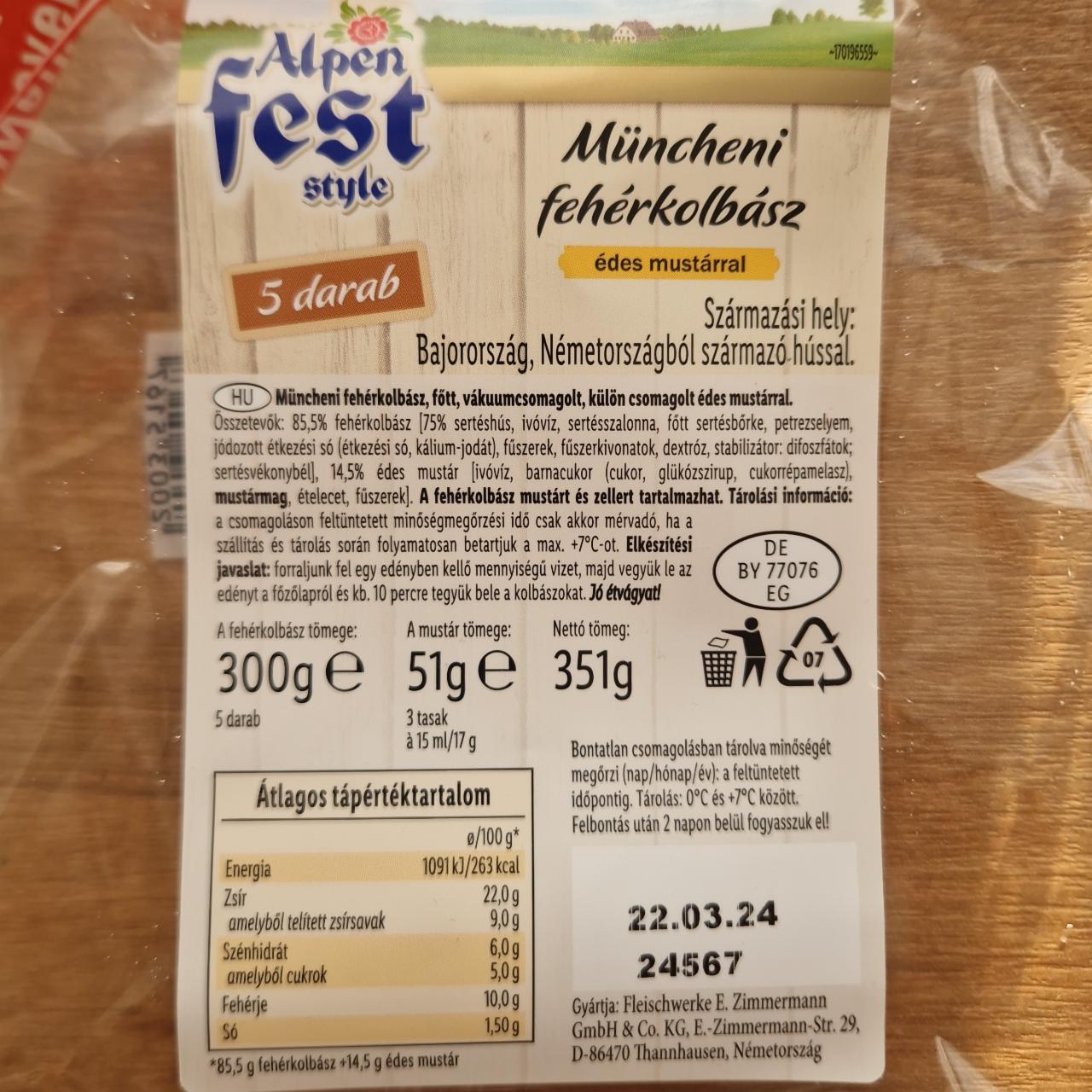 Képek - Müncheni fehérkolbász Alpen fest style