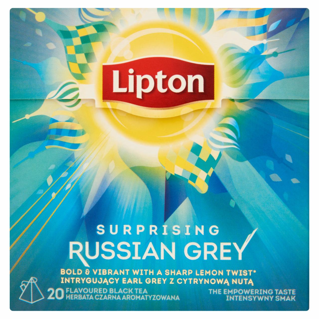 Képek - Lipton Surprising Russian Grey bergamott ízesítésű fekete tea 20 piramis filter