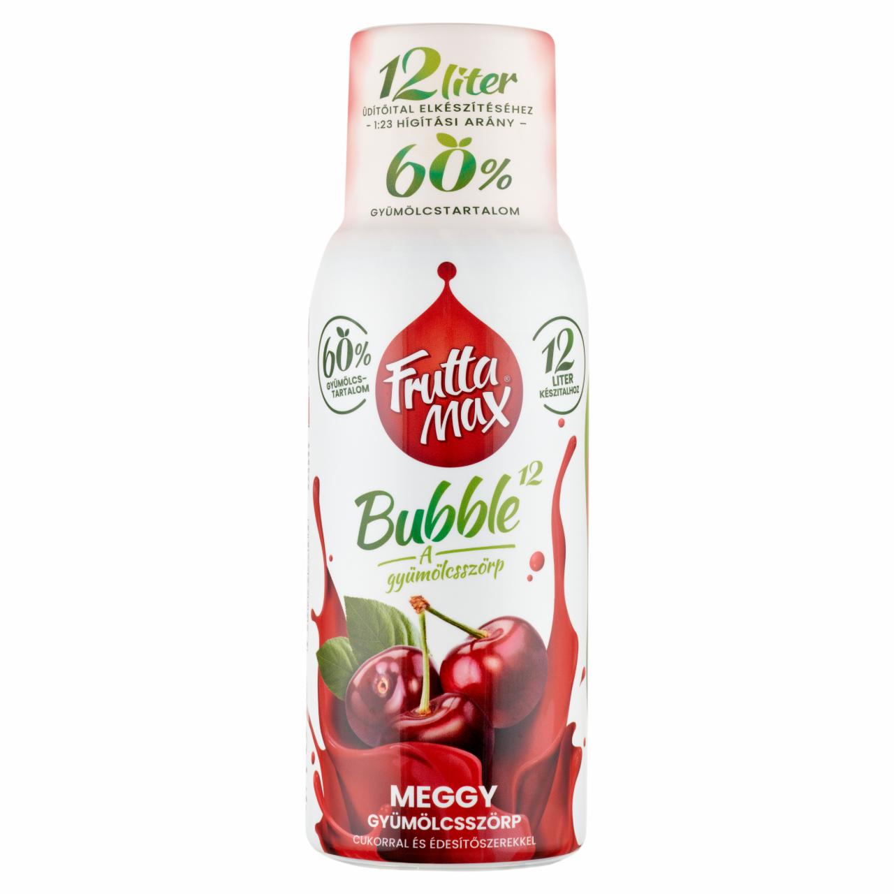 Képek - FruttaMax Bubble¹² meggy gyümölcsszörp cukorral és édesítőszerekkel 500 ml