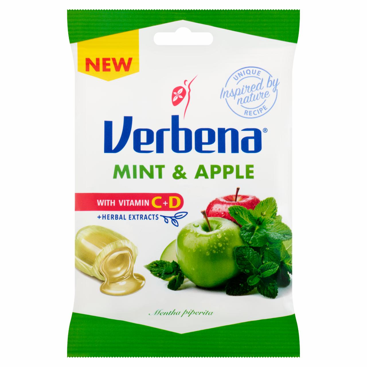 Képek - Verbena töltött keménycukorka almával és borsmenta kivonattal, hozzáadott C- és D-vitaminnal 60 g