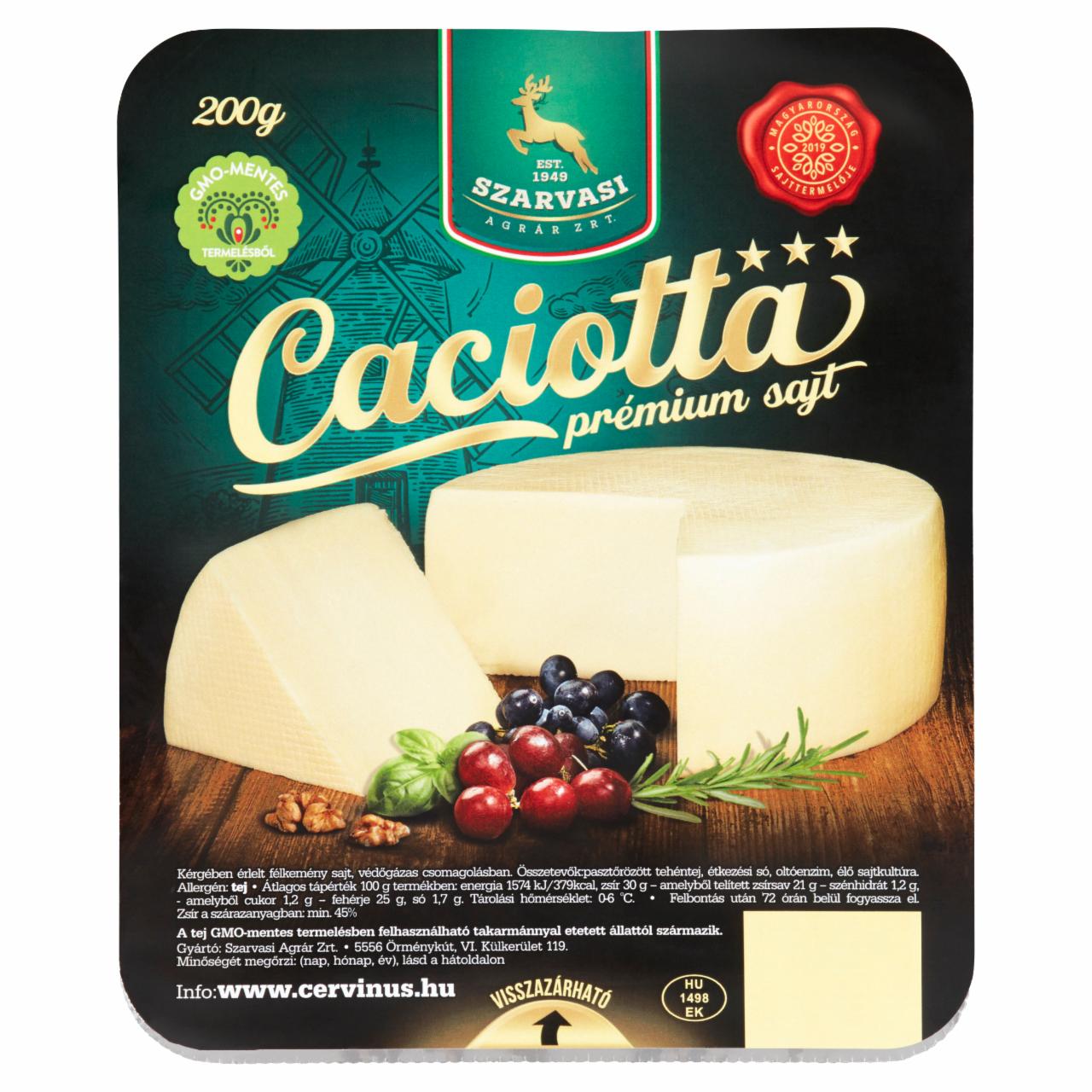 Képek - Szarvasi Caciotta kérgében érlelt félkemény sajt 200 g