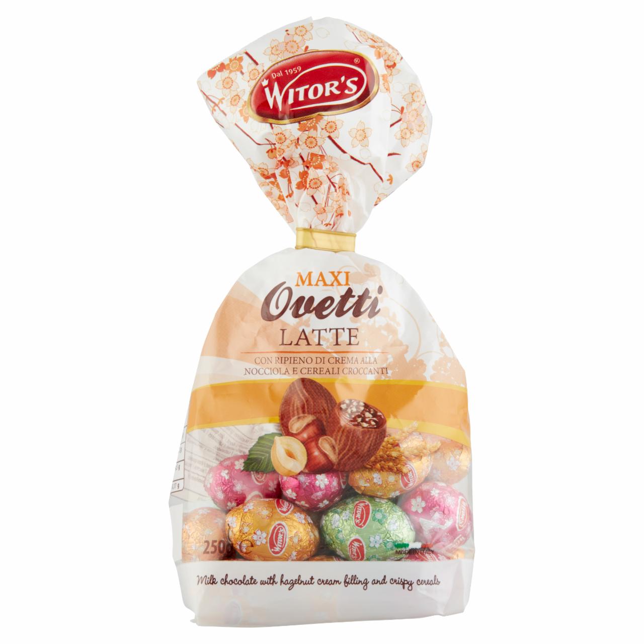 Képek - Witor's Maxi Ovetti Latte tejcsokoládés praliné mogyorókrém töltettel és gabonapelyhekkel 250 g