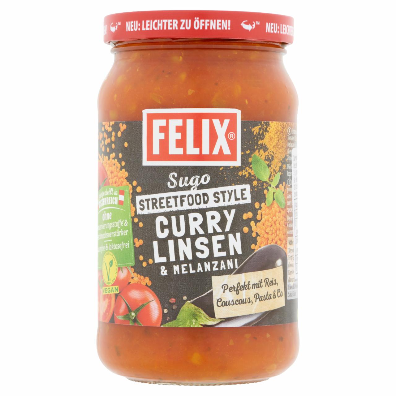 Képek - Felix Sugo Streetfood Style currys lencsés tésztaszósz padlizsánnal 360 g