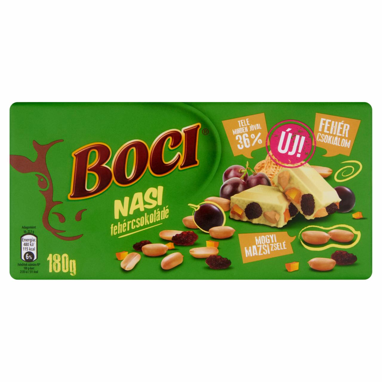 Képek - Boci Nasi fehércsokoládé földimogyoróval, mazsolával és zselével 180 g
