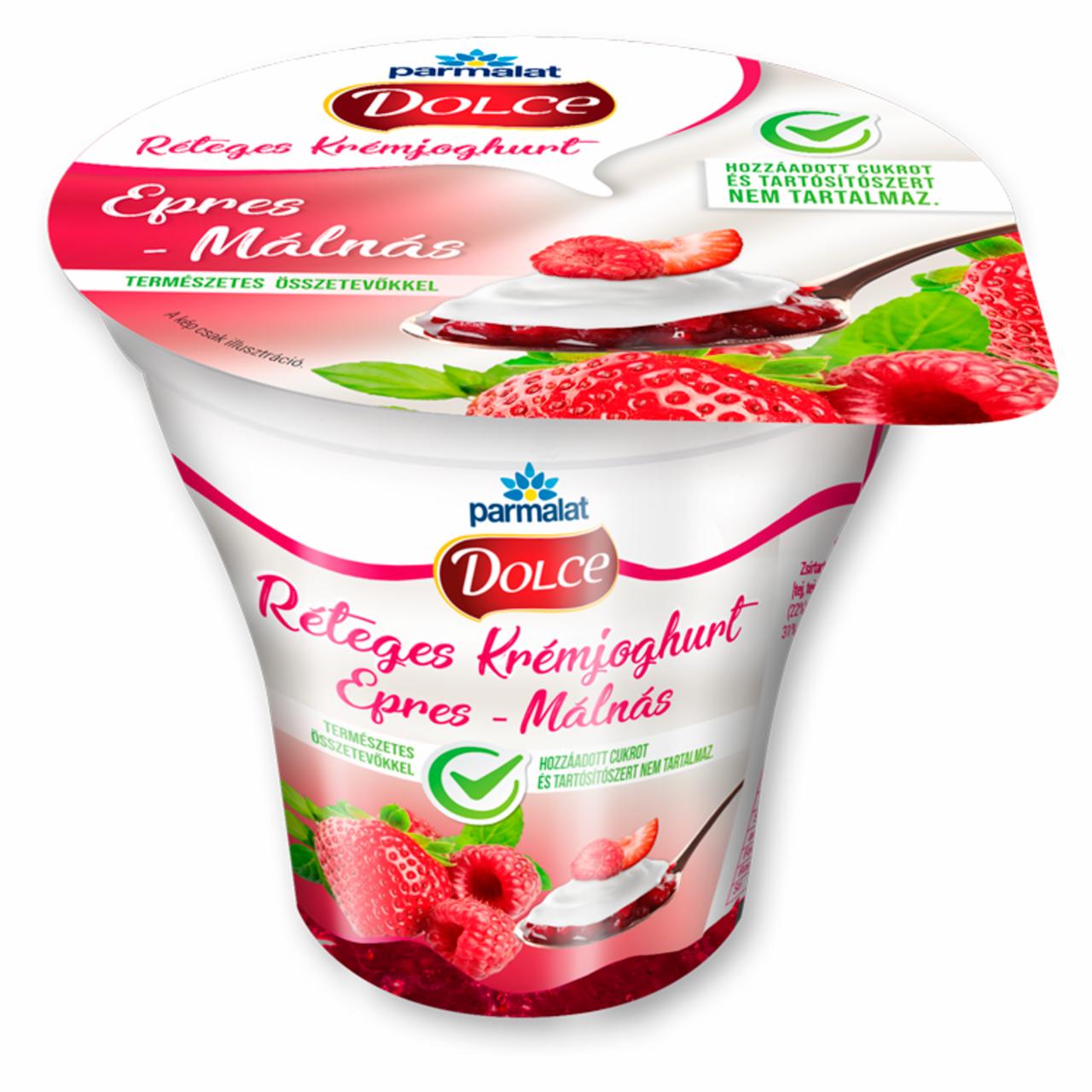 Képek - Parmalat Dolce epres-málnás réteges krémjoghurt 180 g