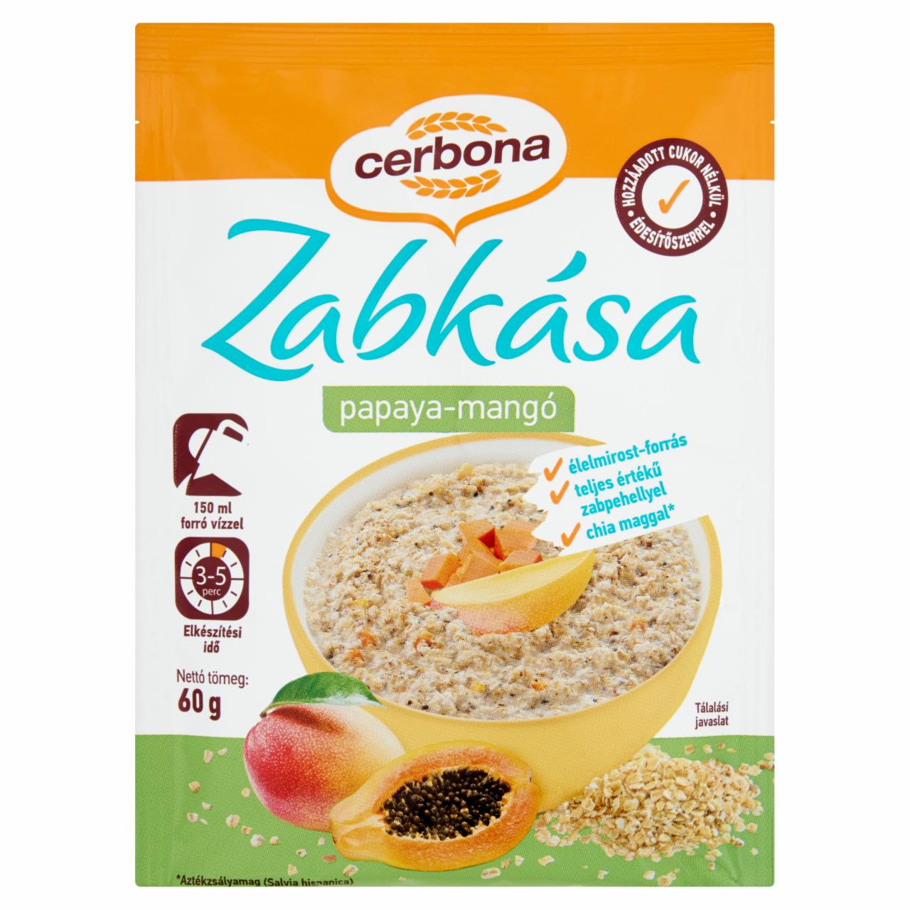 Képek - Cerbona papayás-mangós zabkása cukor hozzáadása nélkül, édesítőszerrel 60 g