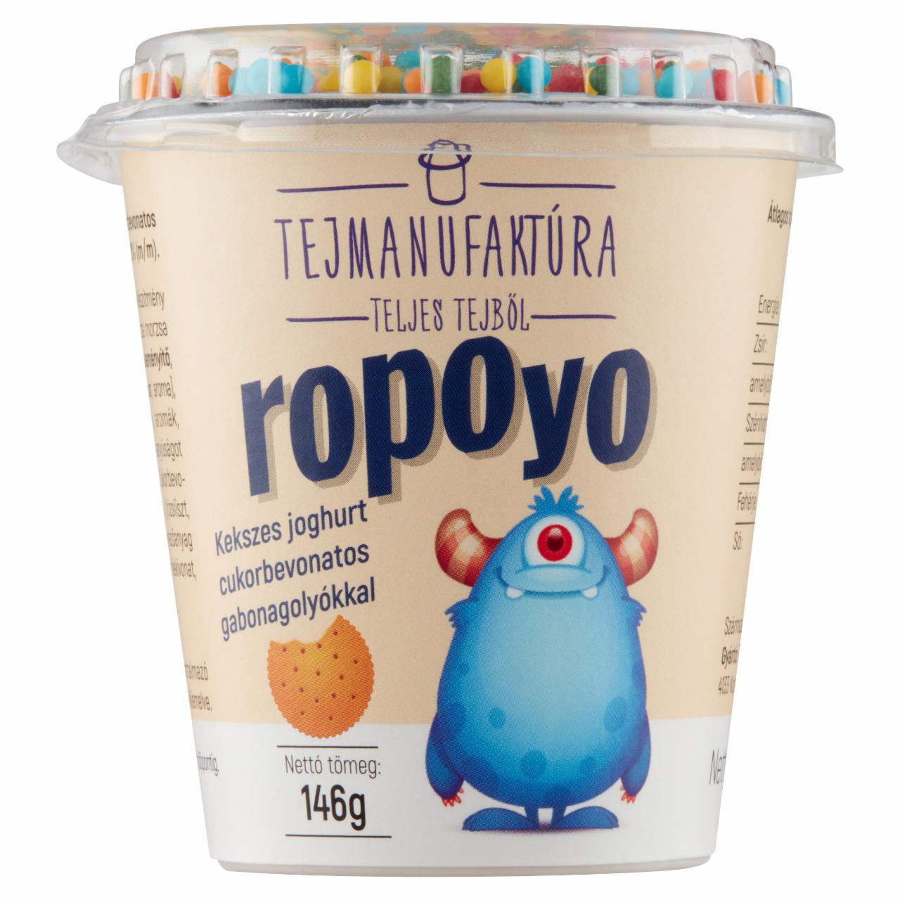 Képek - Tejmanufaktúra Ropoyo kekszes joghurt cukorbevonatos gabonagolyókkal 146 g