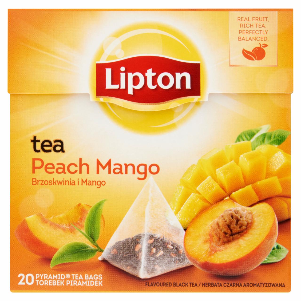 Képek - Lipton őszibarack-mangó fekete tea 20 piramis filter