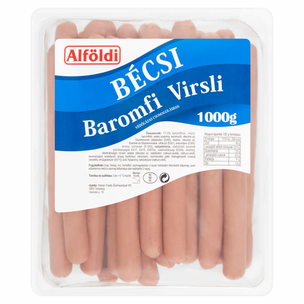 Képek - Alföldi bécsi baromfi virsli 1000 g