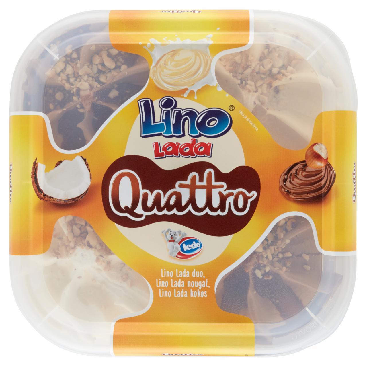 Képek - Lino Lada Quattro mogyorókrémes-nugát krémes jégkrém, tejes krém-kókusz ízű jégkrém 1650 ml