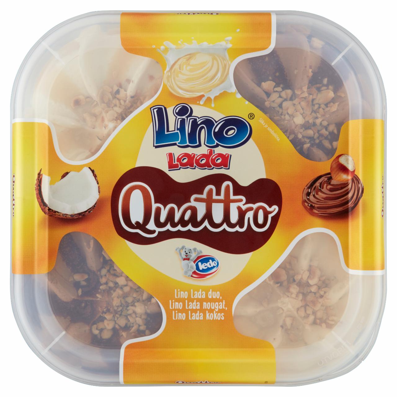 Képek - Lino Lada Quattro mogyorókrémes-nugát krémes jégkrém, tejes krém-kókusz ízű jégkrém 1650 ml
