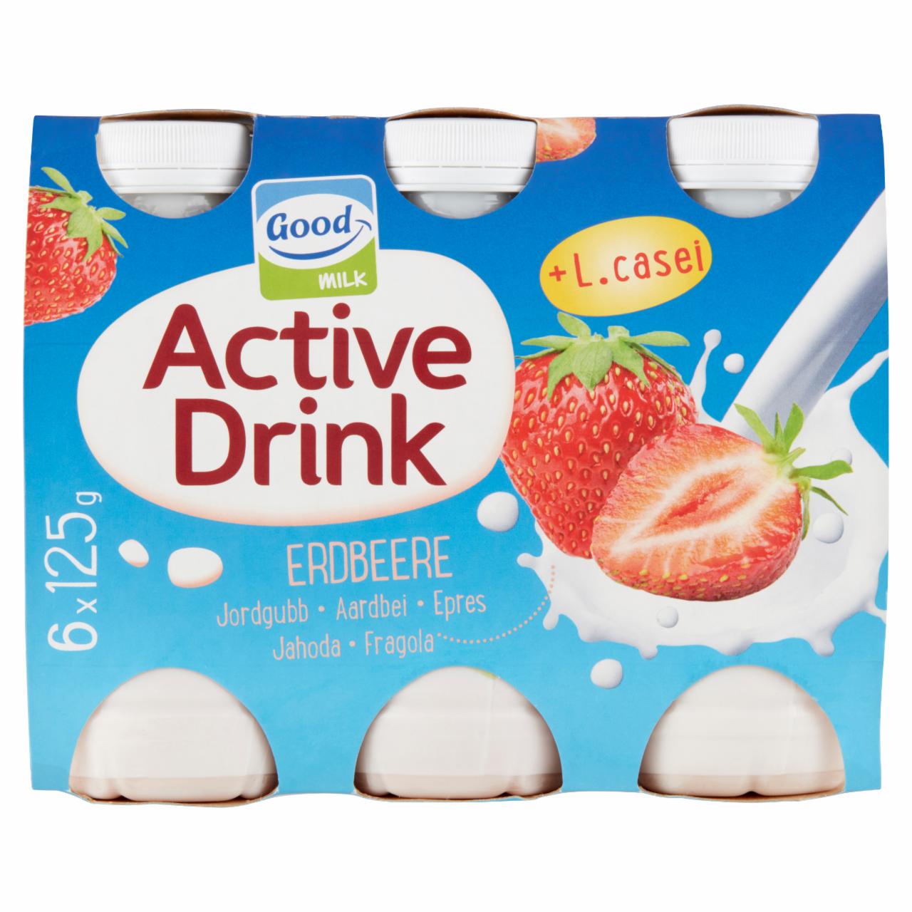 Képek - Good Milk Active Drink epres zsírszegény joghurtital 6 x 125 g (750 g)