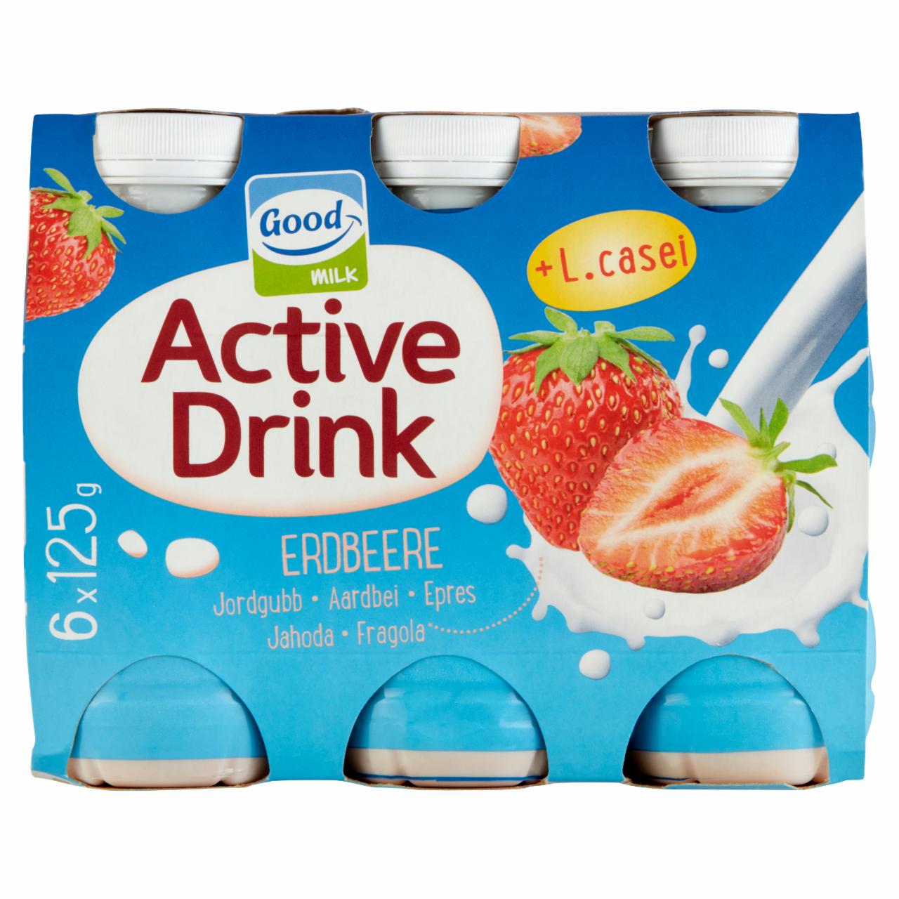 Képek - Good Milk Active Drink epres zsírszegény joghurtital 6 x 125 g (750 g)