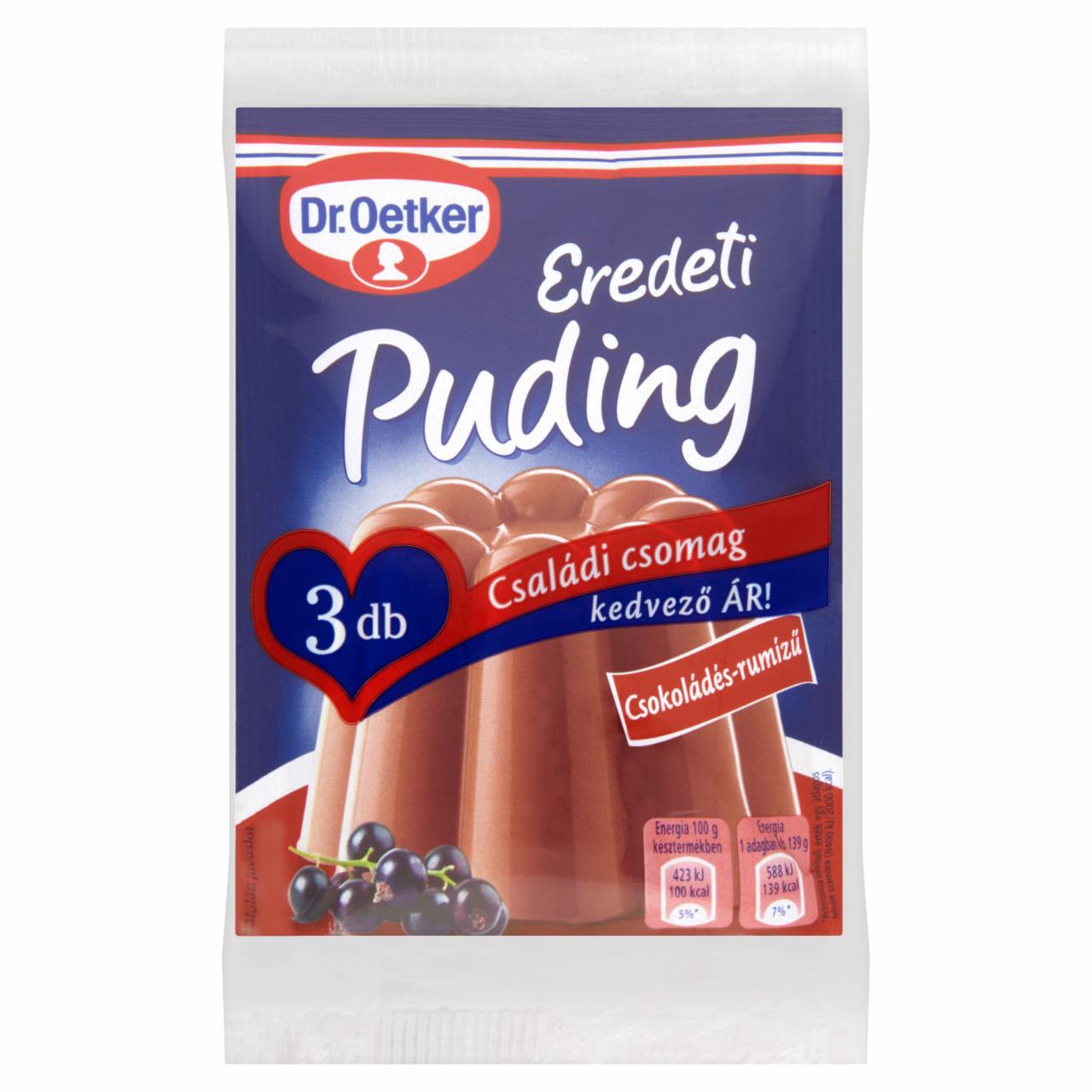 Képek - Dr. Oetker Eredeti Puding csokoládés-rumízű pudingpor 3 x 49 g