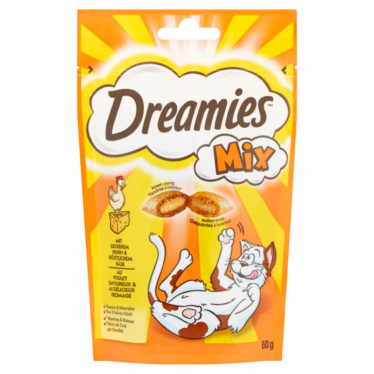 Képek - Dreamies Mix csirke és sajt kiegészítő állateledel felnőtt- és junior macskák számára 60 g