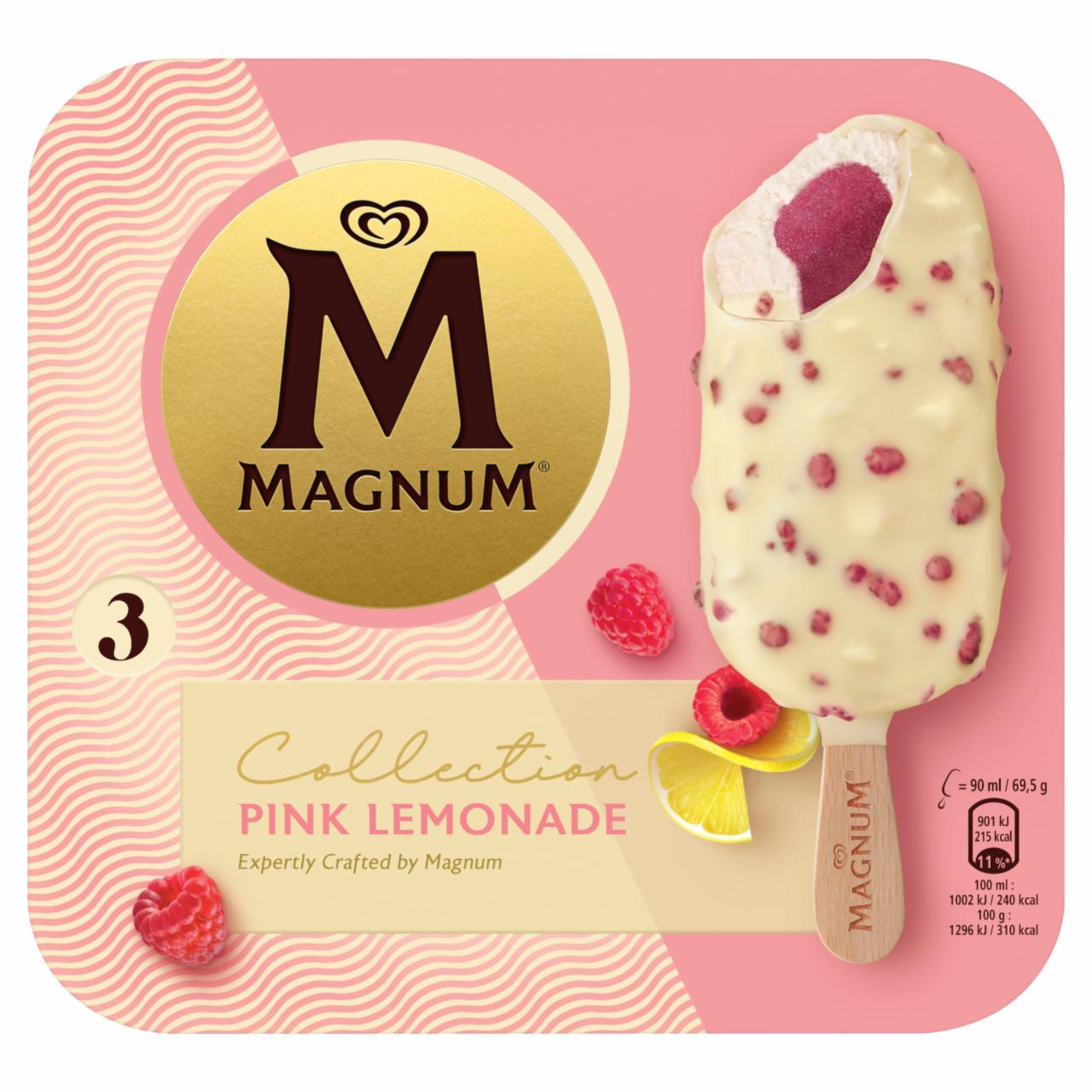 Képek - Magnum Pink Lemonade citromos jégkrém a közepén málna szorbéval 3 x 90 ml (270 ml)