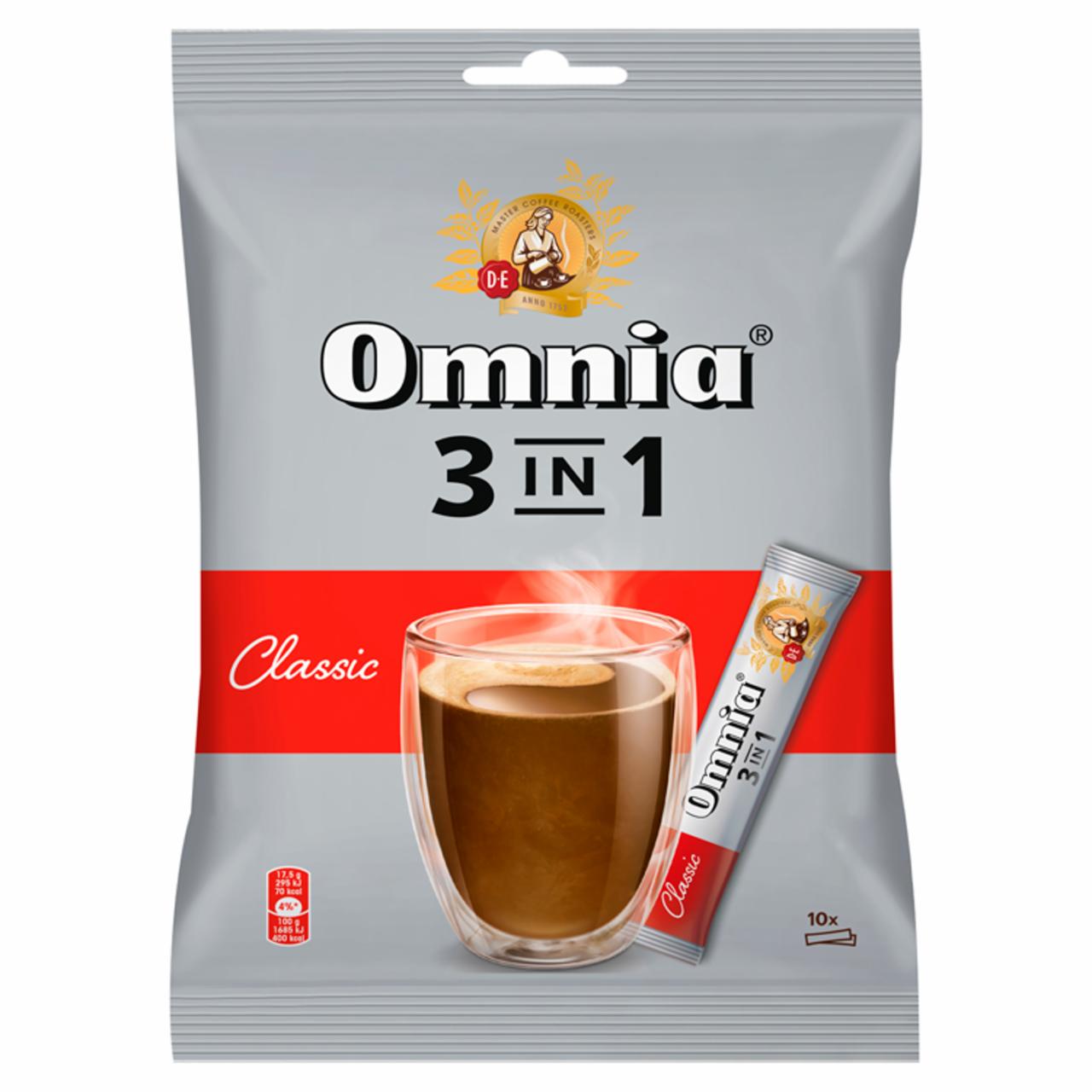 Képek - Omnia 3 in 1 kávéitalpor cukorral, kávékrémesítővel és instant kávéval 10 x 17,5 g (175 g)