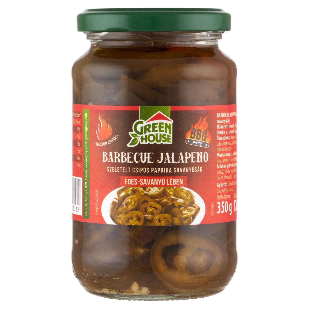 Képek - Green House Barbecue Jalapeno szeletelt csípős paprika savanyúság édes-savanyú lében 350 g