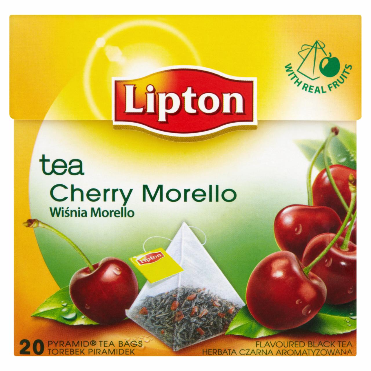 Képek - Lipton meggy ízesítésű fekete tea 20 piramis filter 34 g