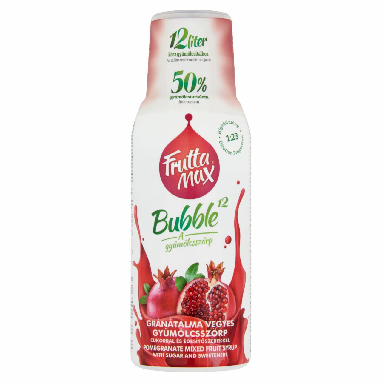 Képek - FruttaMax Bubble¹² gránátalma vegyes gyümölcsszörp cukorral és édesítőszerekkel 500 ml