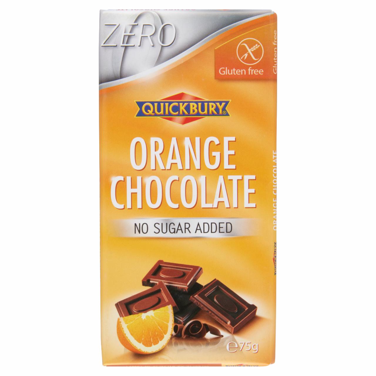 Képek - Quickbury hozzáadott cukor nélküli narancsos étcsokoládé édesítőszerrel 75 g