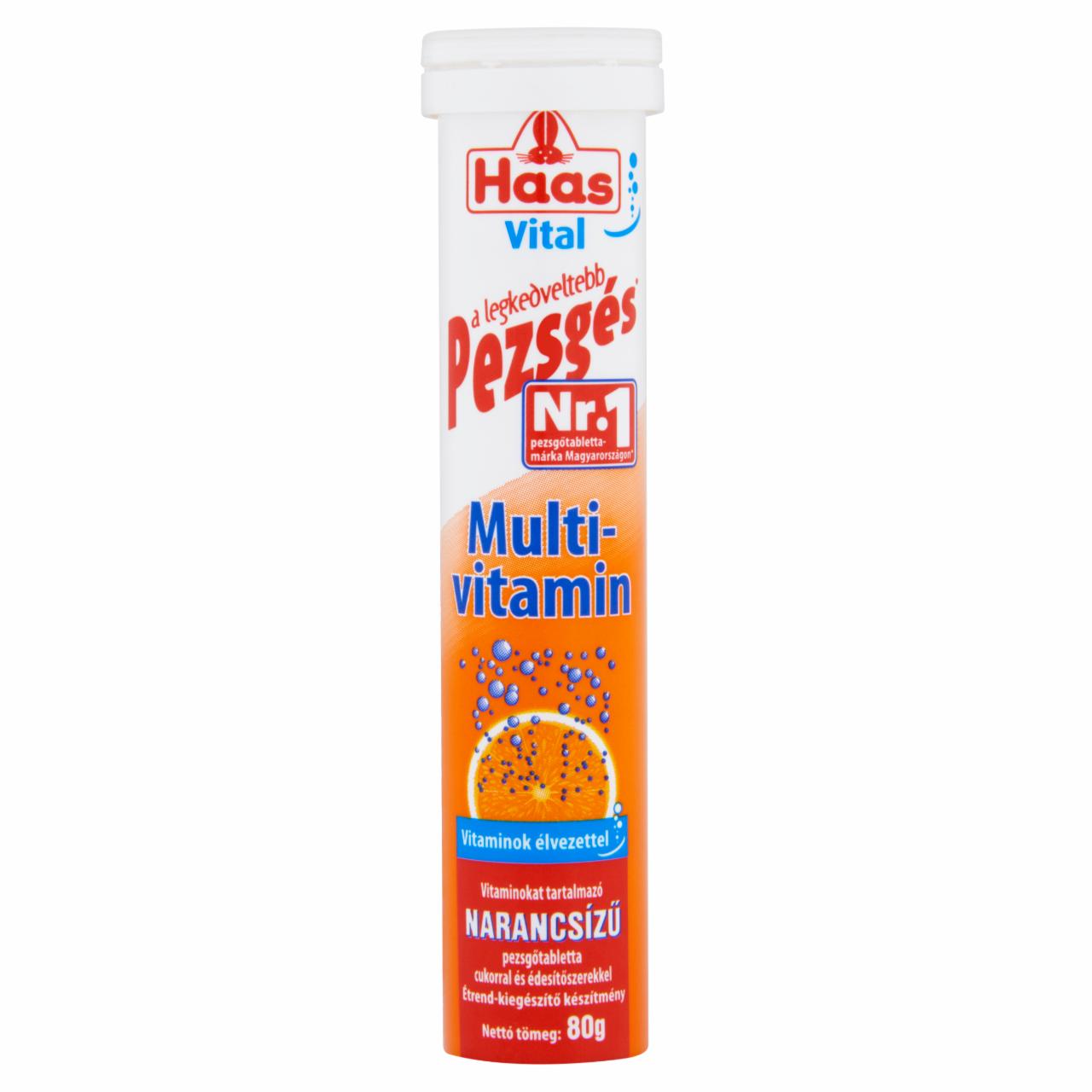 Képek - Haas Vital Multivitamin narancsízű étrend-kiegészítő pezsgőtabletta 80 g