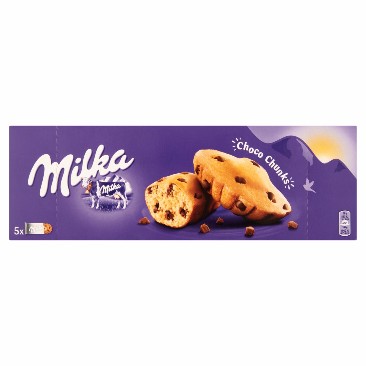 Képek - Milka Choco Chunks sütemény alpesi tejcsokoládé darabkákkal 5 db 140 g
